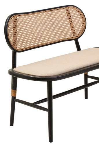Natural Cane Bench with Black Elm Wood Frame | Cebu