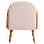 Ivory Fabric and Cane Chair with Elm Wood Legs | Cebu