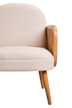 Ivory Fabric and Cane Chair with Elm Wood Legs | Cebu