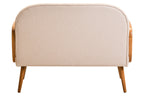 2 Seater Ivory Fabric and Cane Sofa with Elm Wood Legs | Cebu
