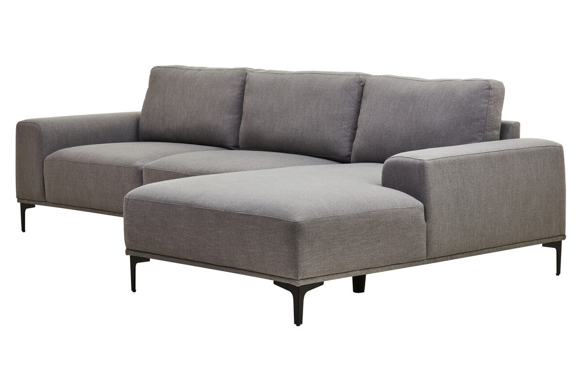 3 Seater Grey Fabric Right Chaise Sofa, Toulon