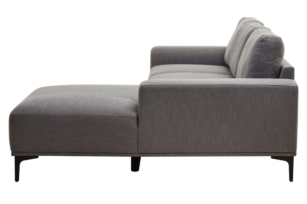 3 Seater Grey Fabric Right Chaise Sofa, Toulon