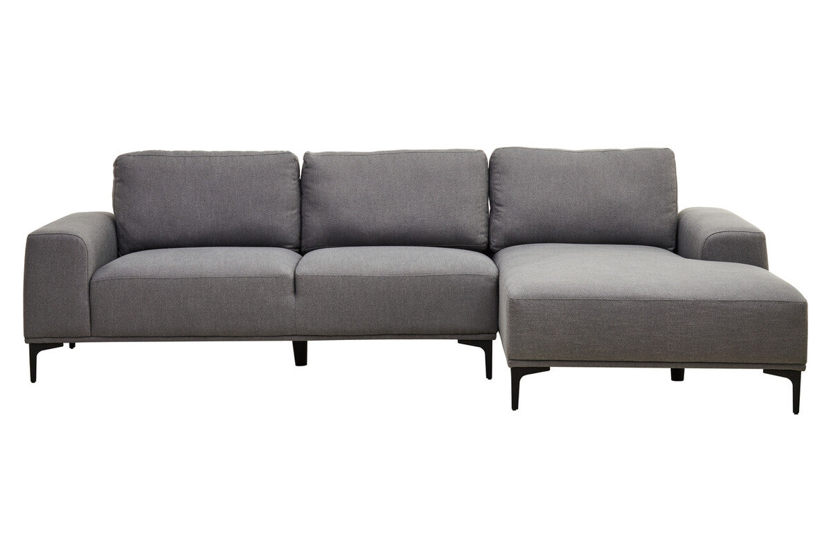 3 Seater Grey Fabric Right Chaise Sofa, Toulon