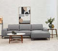 3 Seater Grey Fabric Right Chaise Sofa, Toulon