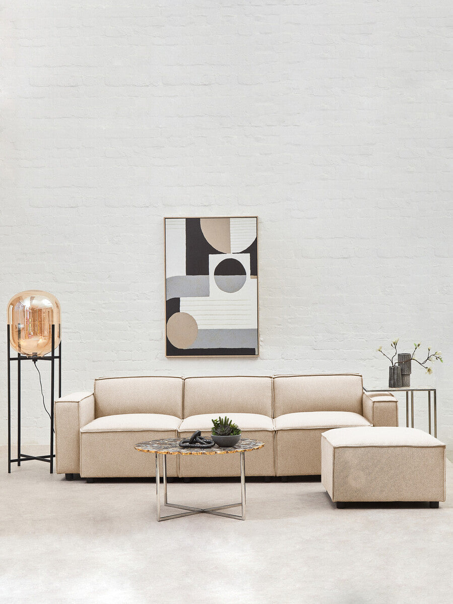 Cream Fabric Modular Ottoman | Toulouse