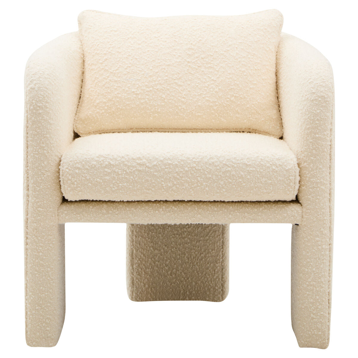 Ivory Boucle Curved Armchair | Ozzero