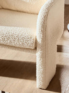 Ivory Boucle Curved Armchair | Ozzero