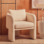 Ivory Boucle Curved Armchair | Ozzero
