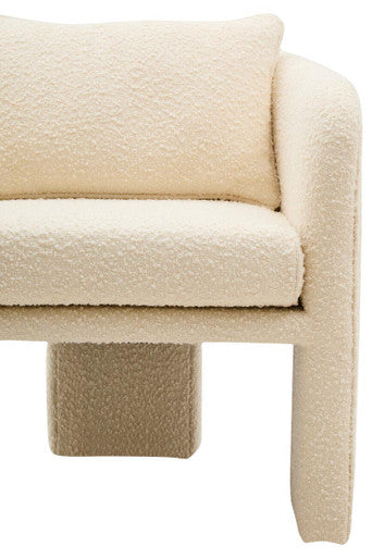 Ivory Boucle Curved Armchair | Ozzero
