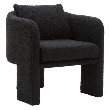 Black Boucle Curved Armchair | Ozzero