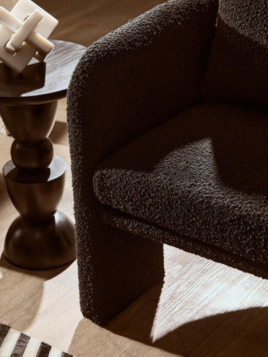 Black Boucle Curved Armchair | Ozzero