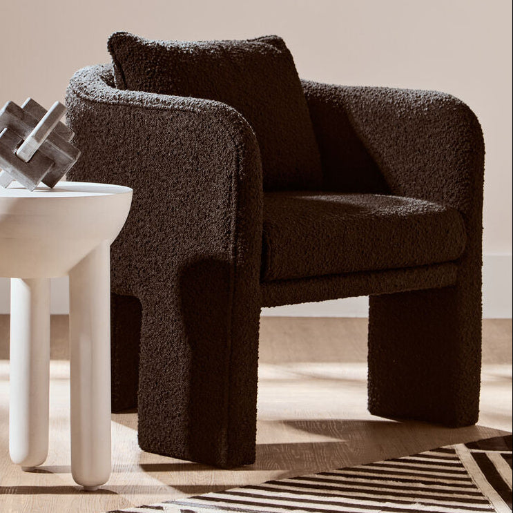 Black Boucle Curved Armchair | Ozzero
