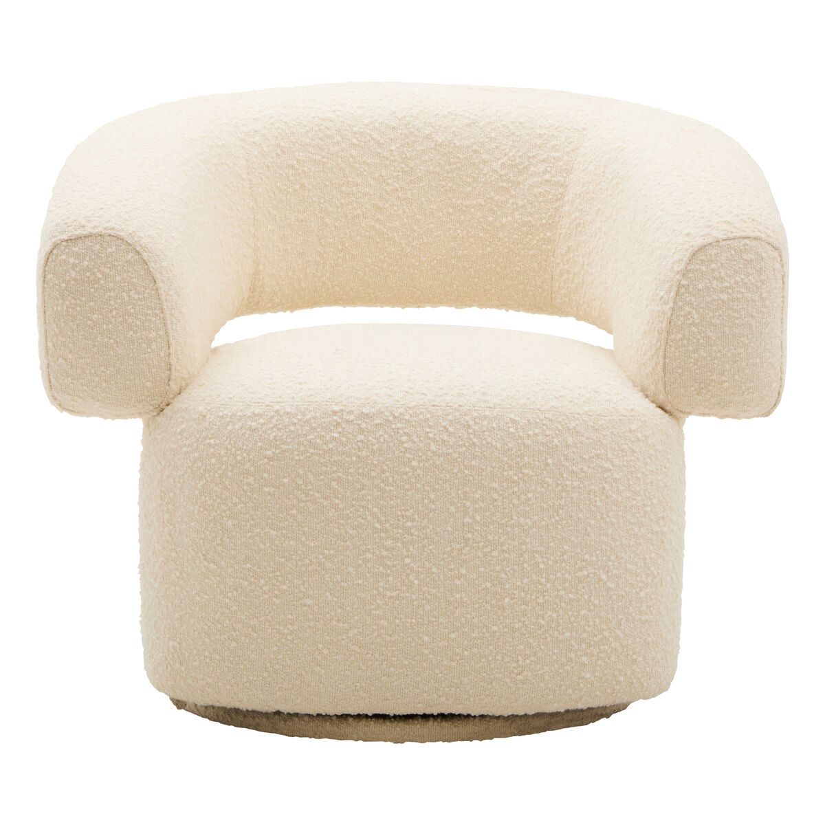 Ivory Boucle Curved Swivel Armchair | Oliveto