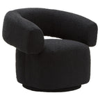 Black Boucle Curved Swivel Armchair | Oliveto