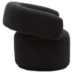 Black Boucle Curved Swivel Armchair | Oliveto