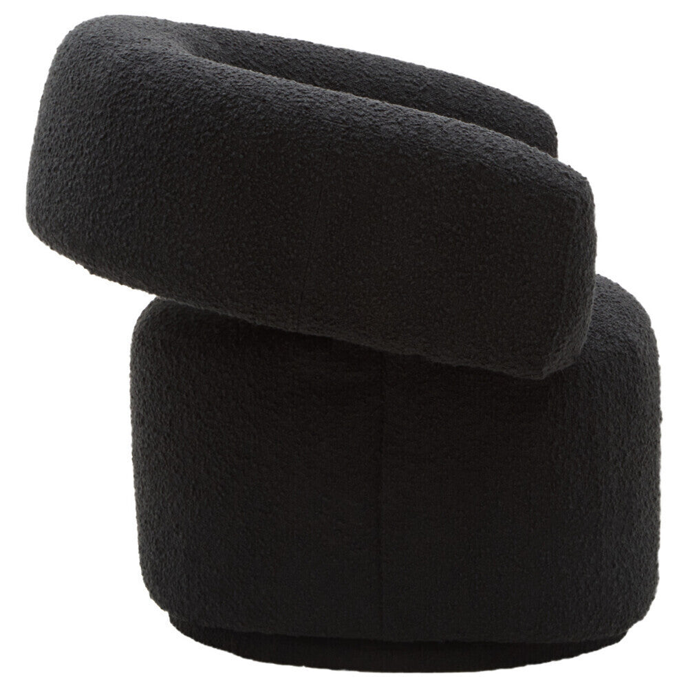 Black Boucle Curved Swivel Armchair | Oliveto