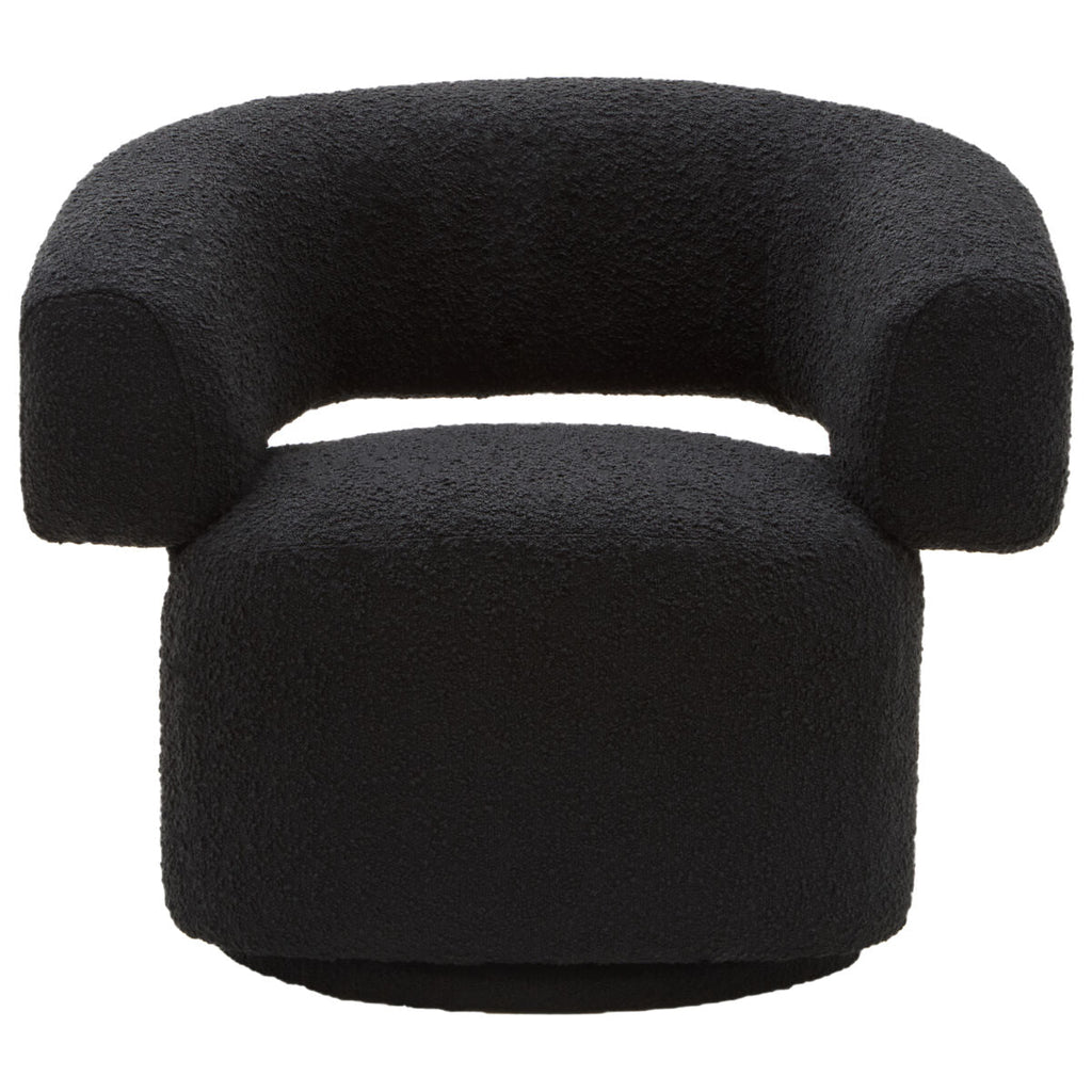 Black Boucle Curved Swivel Armchair | Oliveto