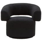 Black Boucle Curved Swivel Armchair | Oliveto