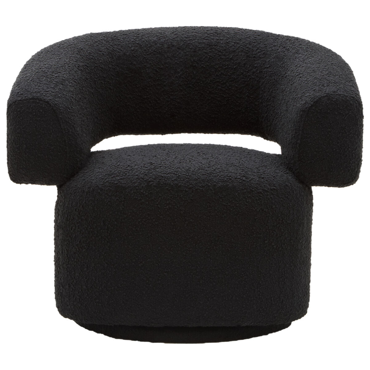 Black Boucle Curved Swivel Armchair | Oliveto