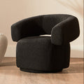 Black Boucle Curved Swivel Armchair | Oliveto
