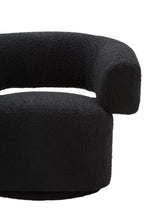 Black Boucle Curved Swivel Armchair | Oliveto