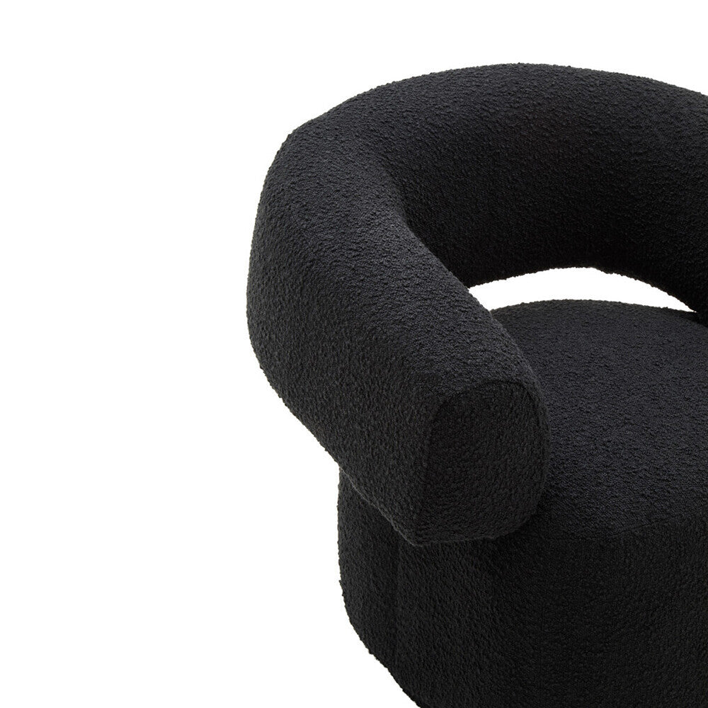 Black Boucle Curved Swivel Armchair | Oliveto