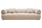 3 Seater Cream Linen Curved Sofa, Ordona