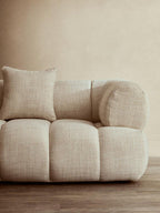 3 Seater Cream Linen Curved Sofa, Ordona
