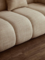 3 Seater Cream Linen Curved Sofa, Ordona