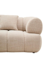 3 Seater Cream Linen Curved Sofa, Ordona
