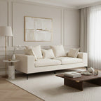 3 Seater Textured Fabric Cream Sofa | Avignon