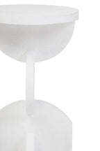 White Finish Mango Wood Abstract Side Table with Sculpted Geometric Base | Walsa