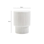 Whitewashed Mango Wood Ridge Detail Side Table with Column Base | Walsa