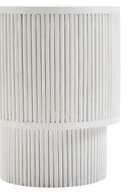 Whitewashed Mango Wood Ridge Detail Side Table with Column Base | Walsa