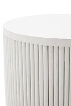 Whitewashed Mango Wood Ridge Detail Side Table with Column Base | Walsa