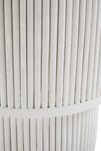 Whitewashed Mango Wood Ridge Detail Side Table with Column Base | Walsa