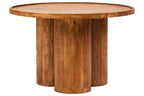 Natural Mango Wood Coffee Table with Column Base and Rounded Top | Walsa