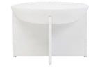 Whitewash Mango Wood Round Coffee Table with Cut-Out Pedestal Base, Walsa