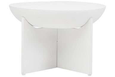 Whitewash Mango Wood Round Coffee Table with Cut-Out Pedestal Base, Walsa