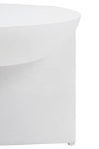 Whitewash Mango Wood Round Coffee Table with Cut-Out Pedestal Base, Walsa