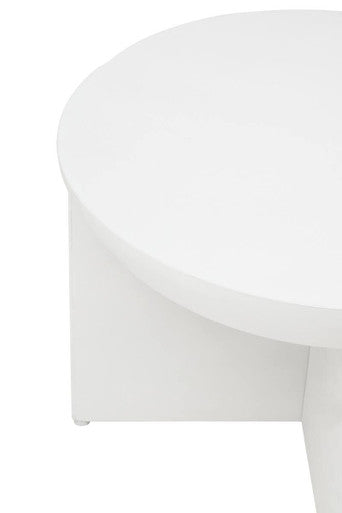Whitewash Mango Wood Round Coffee Table with Cut-Out Pedestal Base, Walsa
