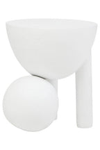 White Finish Mango Wood Round Side Table with Sphere and Semi-Cupped Legs, Walsa
