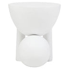 White Finish Mango Wood Round Side Table with Sphere and Semi-Cupped Legs, Walsa