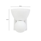 White Finish Mango Wood Round Side Table with Sphere and Semi-Cupped Legs, Walsa