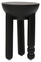 Black Mango Wood Round Side Table with Column Detail Base | Walsa