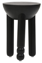 Black Mango Wood Round Side Table with Column Detail Base | Walsa