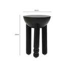 Black Mango Wood Round Side Table with Column Detail Base | Walsa