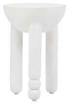 Whitewash Mango Wood Round Side Table with Column Detail Base | Walsa