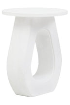 Whitewash Finish Mango Wood Accent Table with Horseshoe Cutout Base | Walsa