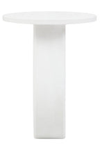 Whitewash Finish Mango Wood Accent Table with Horseshoe Cutout Base | Walsa